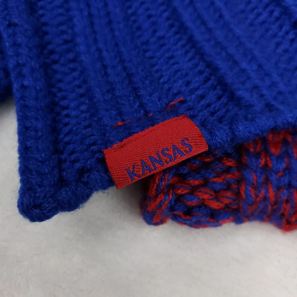 Kansas Jayhawks Adidas NCAA‎ Knit Scarf Woven Label Logo Red Navy New